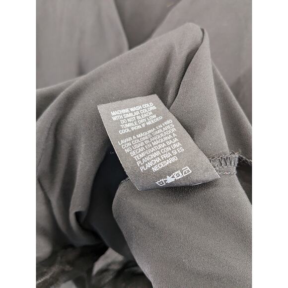 Attention Button Up Blouse M Black Balloon Sleeve VNeck Relaxed Fit Workwear - Picture 5 of 10